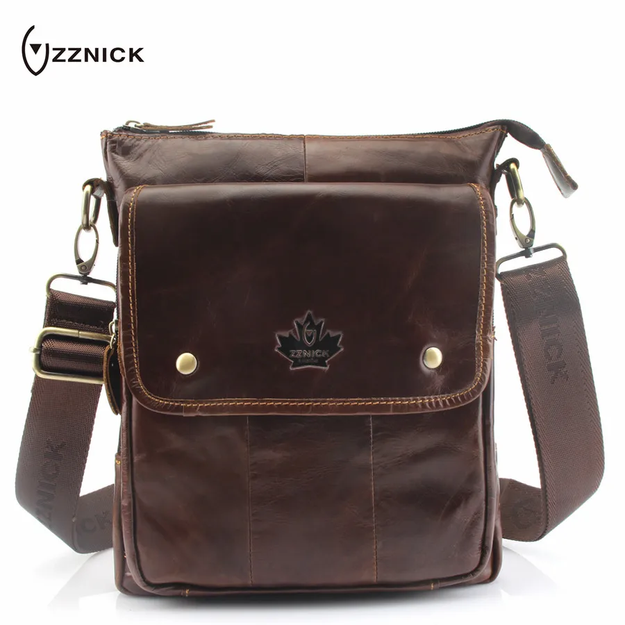 

ZZNICK 2018 Fashion Men's Genuine Leather Bag Brand Casual Cow Leather Business Men Bag New Shoulde Travel Crossbody Bag For Man
