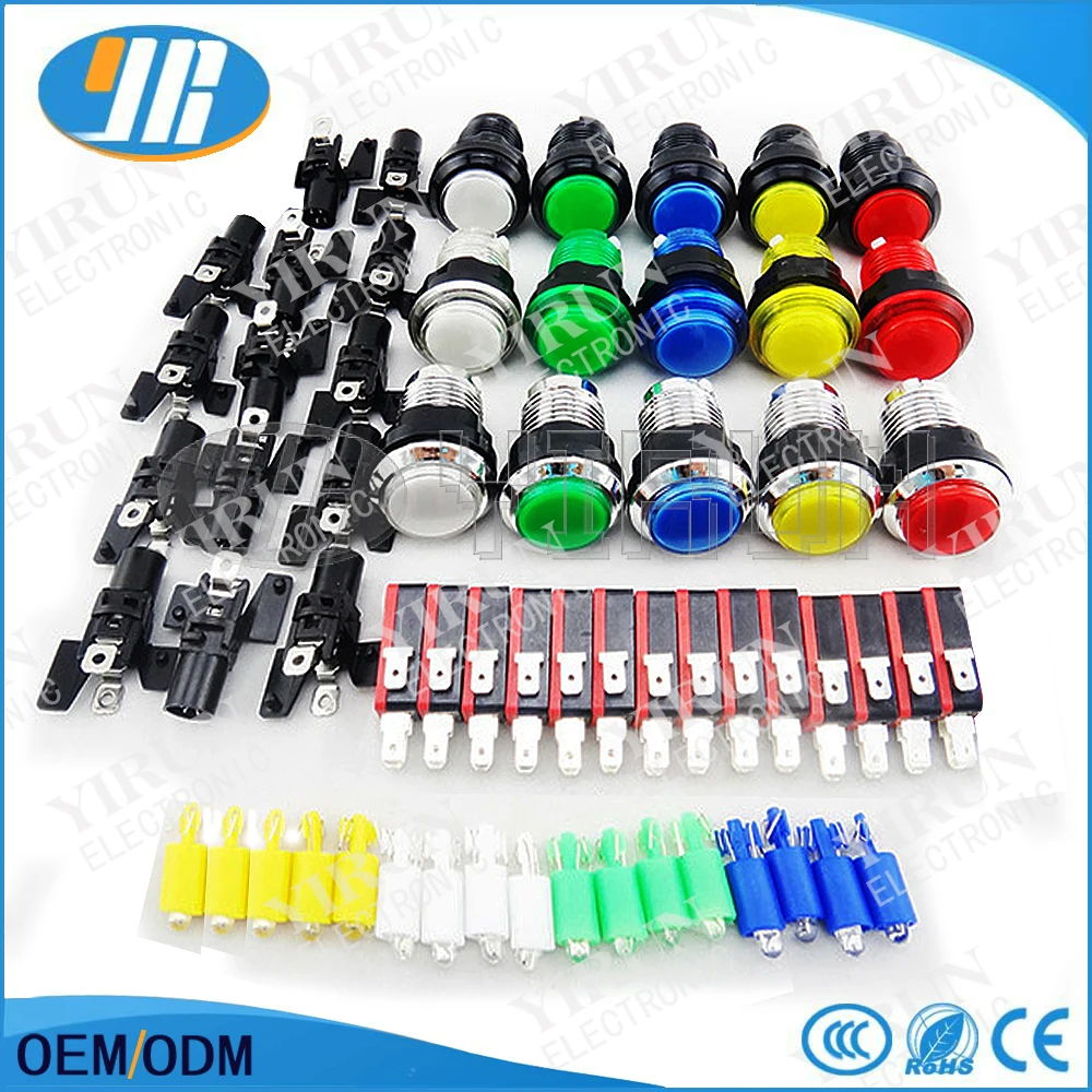 

Arcade DIY kits Parts 10*30mm LED Light Illuminated Full Colors Push Button With Micro Switch 8-Liner Cherry Master JAMMA MAME