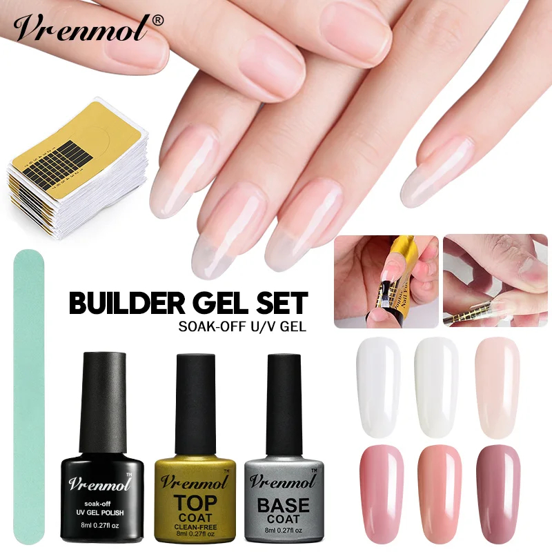 

Vrenmol Poly Gel Kits UV Builder Nail Gel Set Polygel Varnish Crystal Jelly Enhancement Extension Top Base Coat Gel Nail Polish
