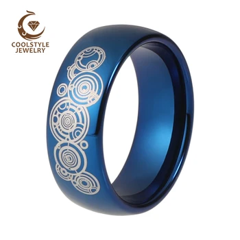 

8MM Mens Womens Wedding Band Tungsten Carbide Ring Doctor Who Laser Engraved Domed Comfort Fit