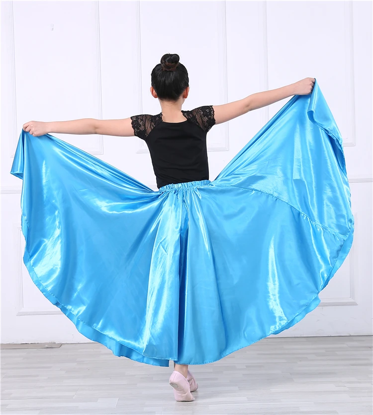 Юбка для фламенко для девочек; платье для испанских танцев; Детские костюмы для выступлений на сцене; юбки для Фламенго; 720 °