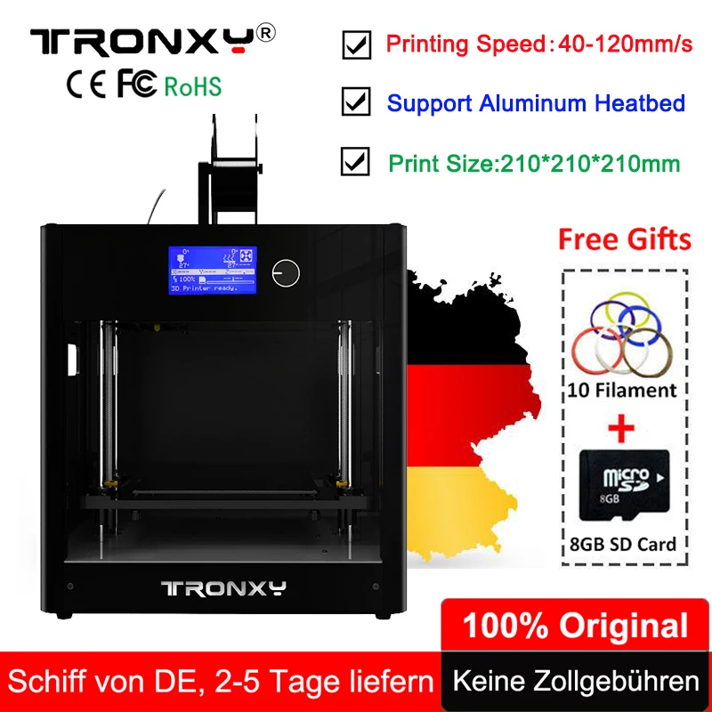 

Tronxy 3D Printer All-Metal Upgrade Frame 3.3" LCD Screen Dual Z Axis Extruder 3D Printer DIY Kit +10M Filament 8G SD Card Gift