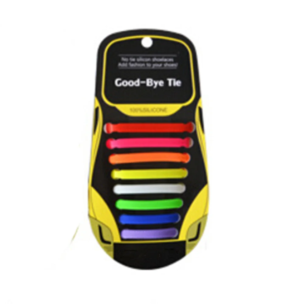 Popular 16Pcs/lot Unisex Athletic Running No Tie Shoelaces Elastic Silicone Shoe Lace Strap
