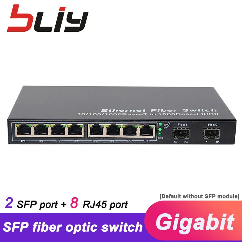 

10 port sfp switch 2 sfp fiber port and 8 rj45 port gigabit sfp switch ethernet optical fiber switch FTTH