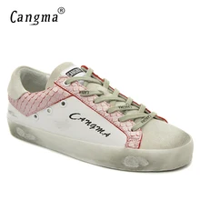 CANGMA/брендовая Дизайнерская обувь на плоской подошве; женские кроссовки ручной работы из натуральной замши; Белая обувь; женская классика; обувь с низким верхом