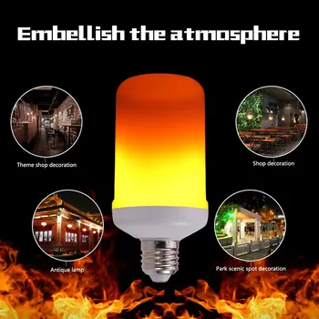 

1pc E27 2835 LED Flame Creative Lamp Flame Effect Fire Light Bulbs Flickering Emulation Vintage Atmosphere Decorative Lamp