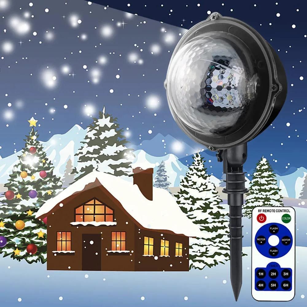 Mini Led Snowfall Landscape Spotlight Christmas Projection Snow Light Waterproof Outdoor decoration with RF remote controller