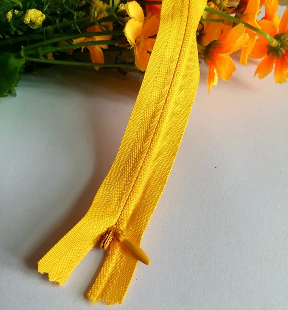 10pcs yellow Invisible Zippers 28cm (11 Inch) Cushion Zipper Nylon