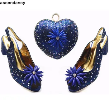 

Latest Fashion African Women Matching Italian Shoes and Bag Set Decorated with Rhinestone Italian Ladies Party Shoe and Bag Set