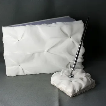 

Chiffon Garden Theme Guestbook & Pen Set With Simple Rhinestone