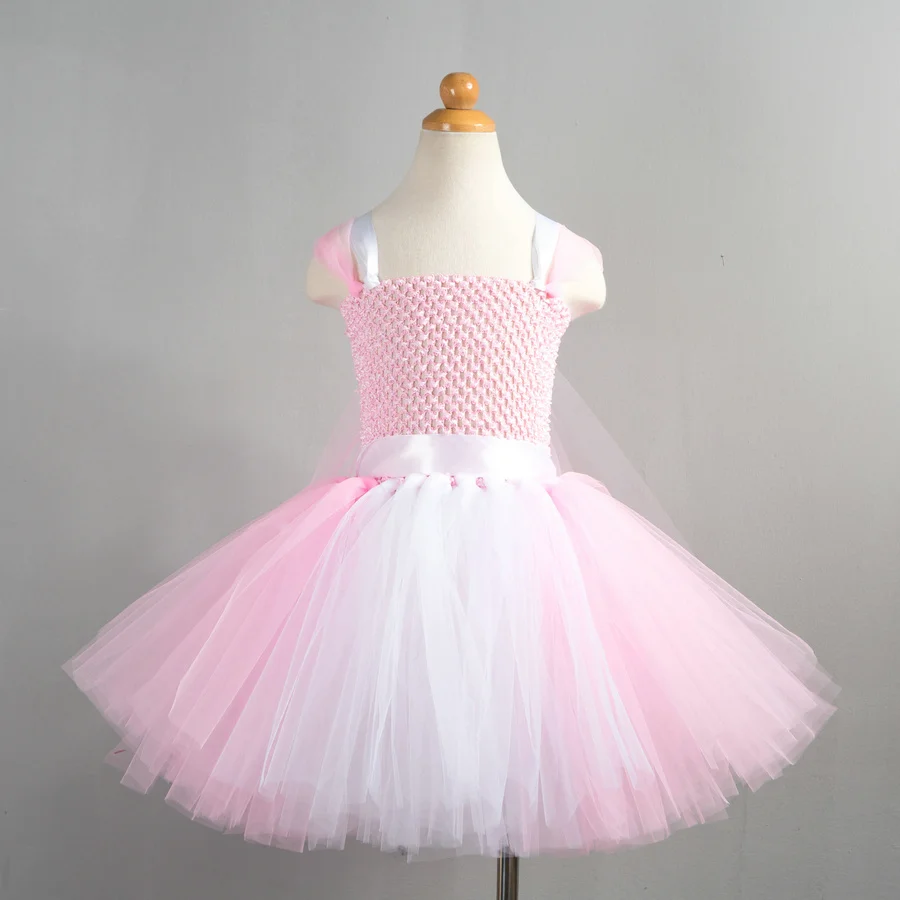 Tiên Hồng và Trắng Handmade Tutu Ăn Mặc cho Toddler Cô Gái 2T-12 Năm Bé Gái Vải Tuyn Nhảy Múa Ba Lê Mặc Bữa Tiệc Sinh Nhật trang phục