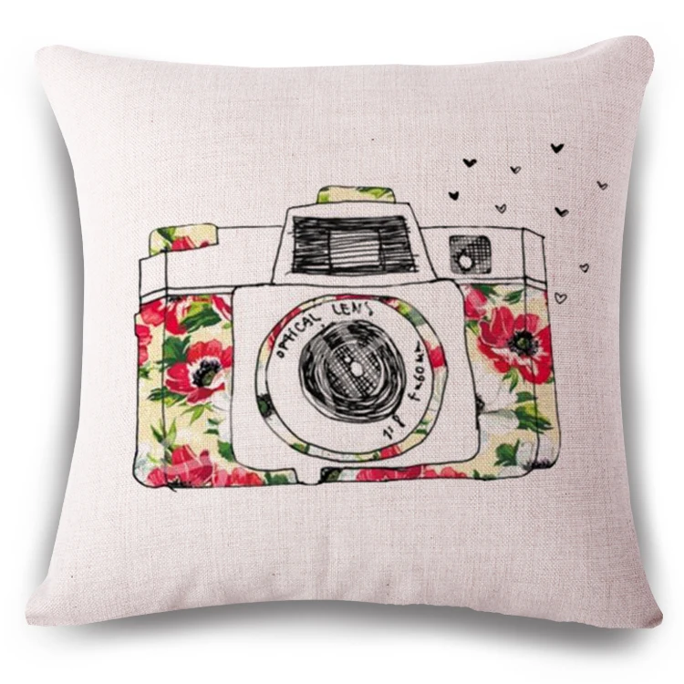Antique Camera Cushion Cover Print Linen Affection Sofa Car Seat Family Home Decorative Throw Pillow Case Housse De Coussin Antique Camera Cushion Cover Print Linen Affection Sofa Car Seat Family Home Decorative Throw Pillow Case Housse De Coussin