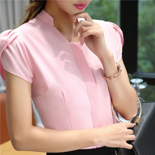 Novelty Pink 2017 Summer Formal OL Styles Blouses Shirts