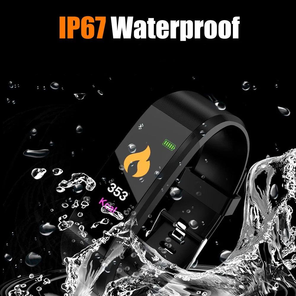 

115 Plus Bluetooth Smart Bracelet Sports Watch For IOS Android Blood Pressure Screen Color Waterproof Smart Band (N0412)