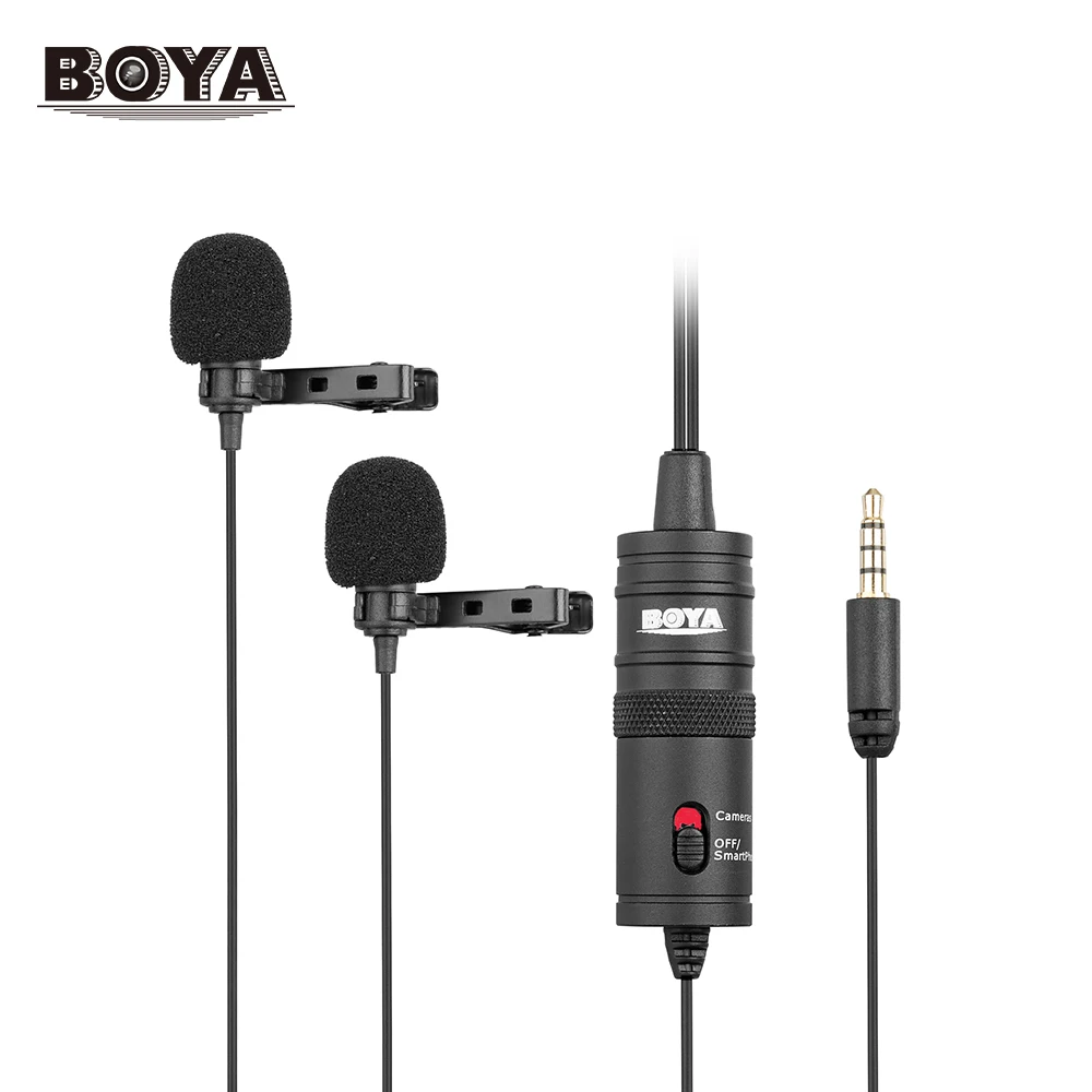 BOYA BY-M1DM двойной всенаправленный петличный микрофон с отворотом конденсаторный микрофон для Canon Nikon sony DSLR камеры видеокамеры
