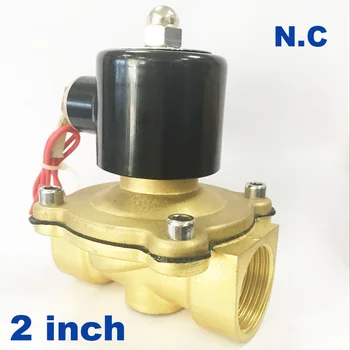 

2 way 2w series Brass Air gas water 2W500-50 all copper solenoid valve 2 inch 220V AC Normally close Wire lead large valve