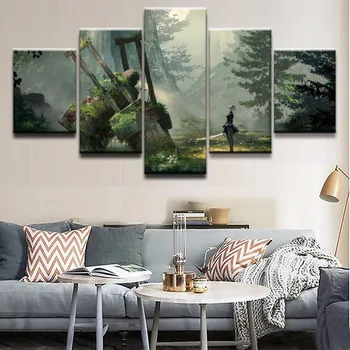 

5 Panel NieR Automata Wall Art Modular Picture Home Decoration Living Room Canvas Printed Unique Wall Picture Printing On Canvas