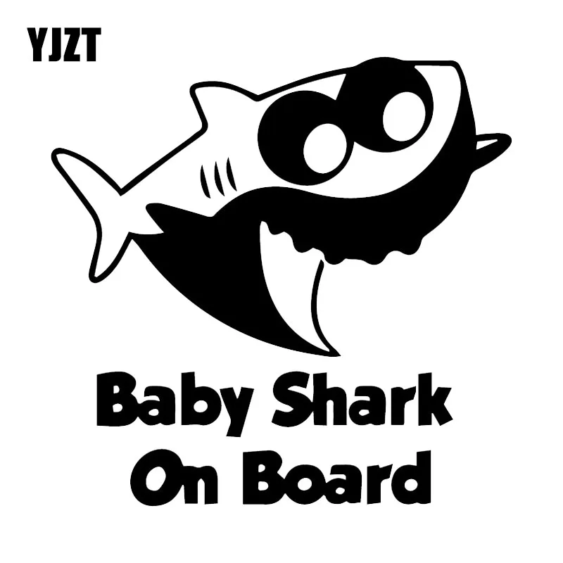 

YJZT 16.3X15.9CM Baby Shark On Board Funny Cartoon Car Sticker Decals Scratch Occlusion Bumper Decoration C25-0008