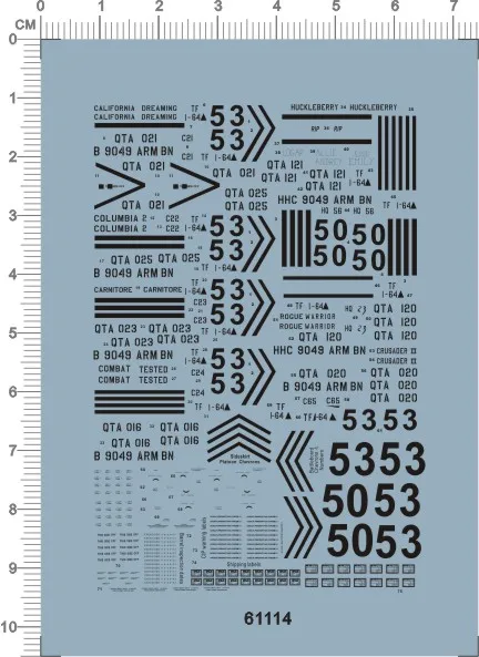 

Super Detail Up 1/72 US Army M1A1 Abrams Tank Markings Model Kit Water Decal 2#