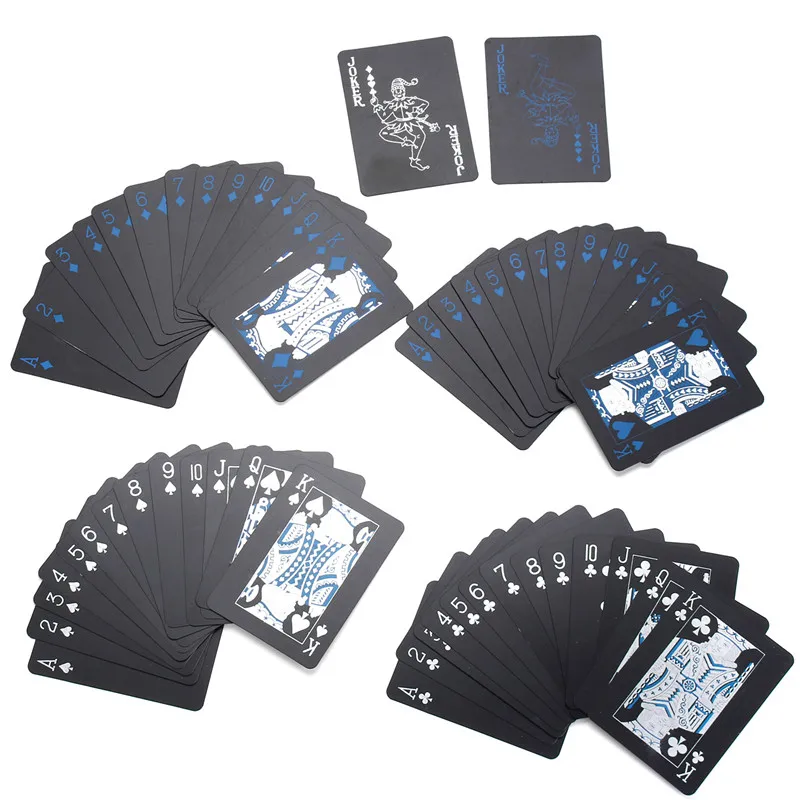 

Best price PVC Material Playing Cards Black Standard 52 Cards + 2 Jokers for Poker Card Tricks For Card Lovers Board Game Gifts