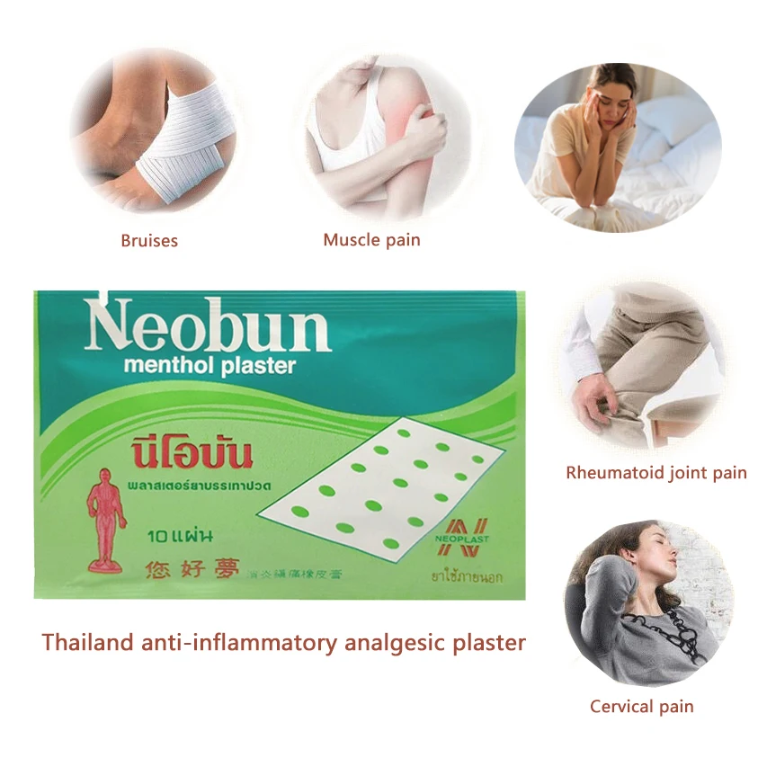 

Thailand Neobun Anti-inflammatory Analgesic Paster Treatment Muscle Aches, headache.A little piece pain relief,easy to sleep