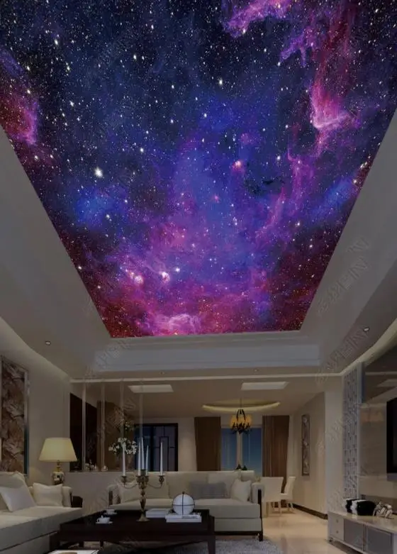 

1824 Nebula Cosmic Fantastic Lighting Printing stretch ceiling film for workshop ceiling decoration