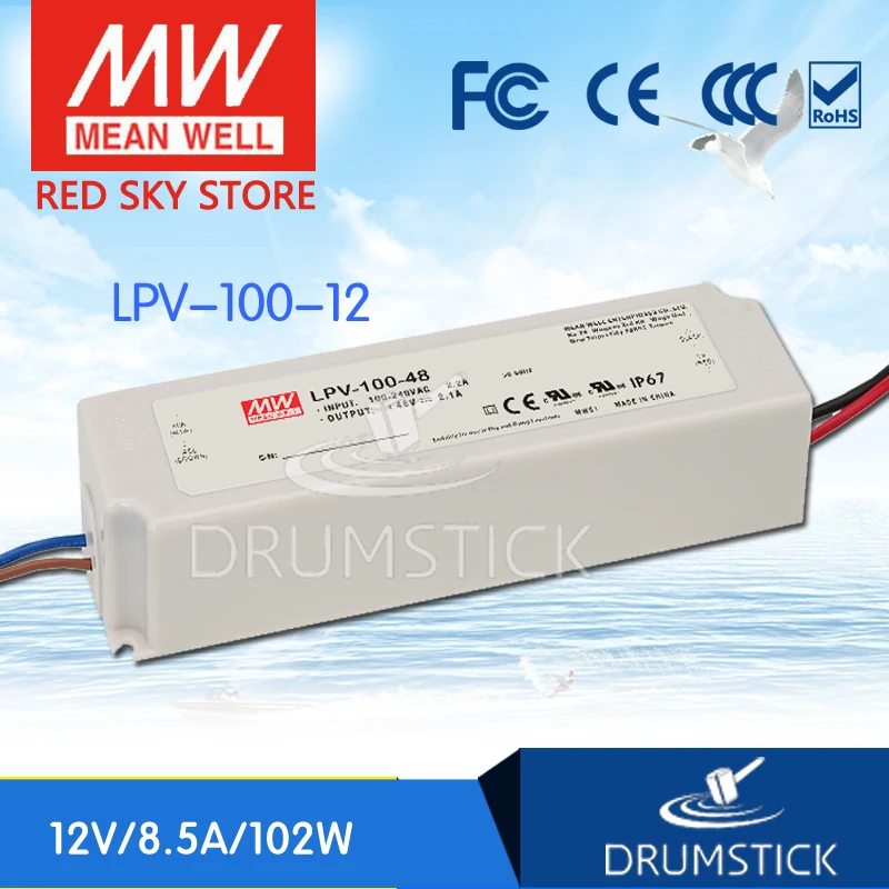 

MEAN WELL LPV-100-12 12V 8.5A meanwell LPV-100 12V 102W Single Output LED Switching Power Supply