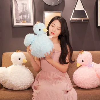 

Cute White Swan Plush Toys PP Cotton Stuffed Animal Crown Swan Doll Rag Doll Children Show Props Girls Toys Gift