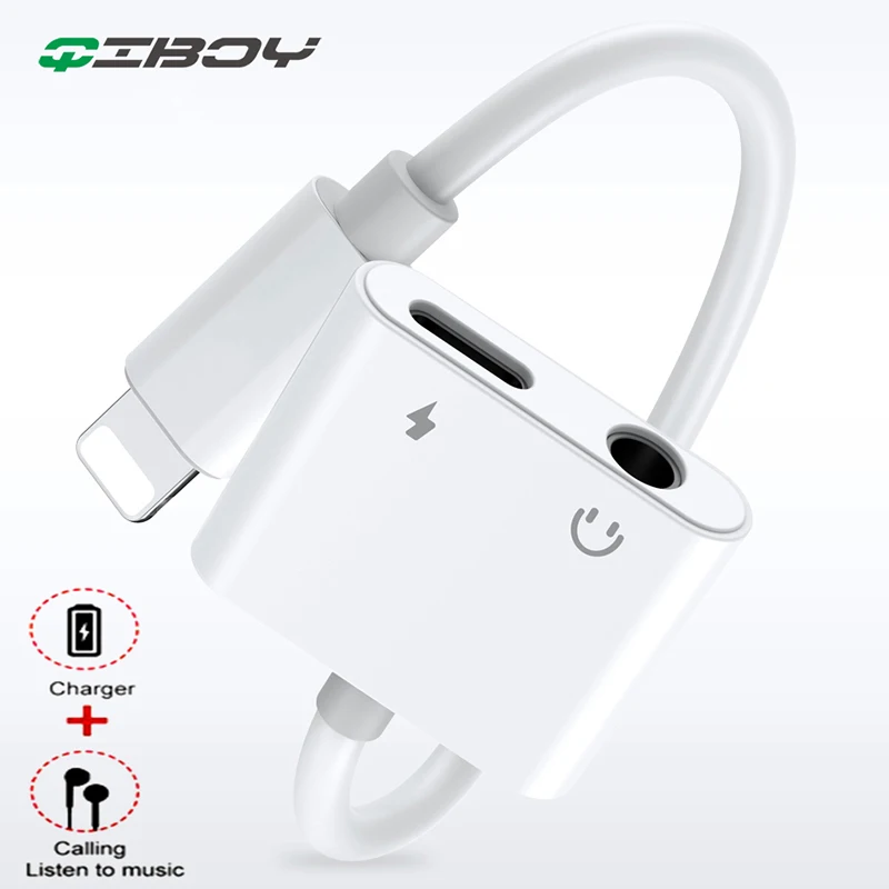 

For iPhone To 3.5 mm Headphone Jack Adapter 2 in 1 For iPhone X XS XR 7 8 Plus Lighting Plug Play Audio IOS 12 Charger Converter