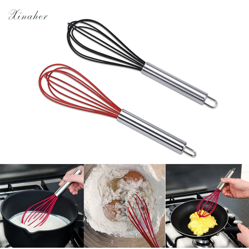

XINAHER 1PCS Multicolor Silicone Egg Beaters Kitchen Premium Whisk With Heat Resistant Non-Stick Silicone Whisk Cook