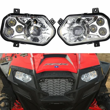 

1Pair Chrome High/Low Beam ATV Hi/Lo Beam LED Driving Headlight Kit for Polaris RZR XP 900 2011-2014 / Polaris RZR 4 800 2010-14
