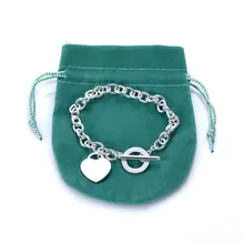 

Claccis Stainless Steel Love Heart Pendant Bracelet &Bangle for women luxry Charm Simple TiffDesign OT bracelet Elegant Jewelry