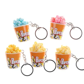 

FREE SHIPPING BY DHL 100pcs/lot 2019 New Design Popcorn Keychains Plastic Popcorn Keyrings Cinema Promotion Gifts