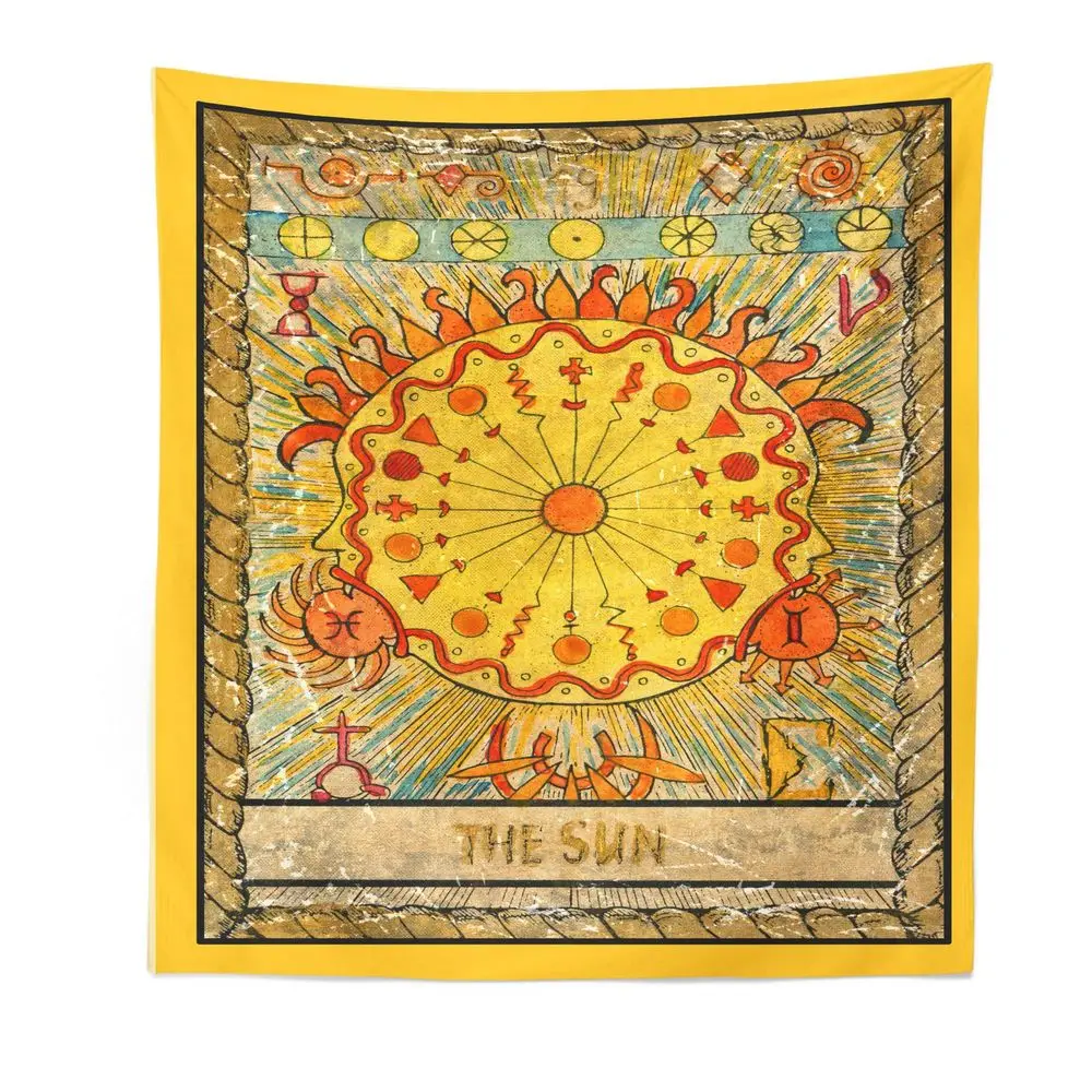 

Tarot The Sun Star Moon Tapestry Mandala Hippie Boho Psychedelic Tapestry Wall Hanging Macrame Colorful Home Decor