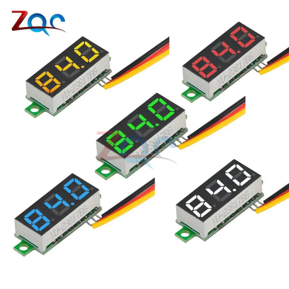 3 проводной мини вольтметр с светодиодный дисплеем 0 28 дюйма 100 в|dc digital|dc displaypanel meter