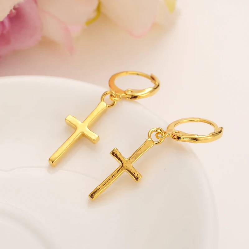 

Gold Filled Women's Drop Earring Dangle Earring Charms Jewelry religions Christian Cross Earrings brincos Vintage girls gift