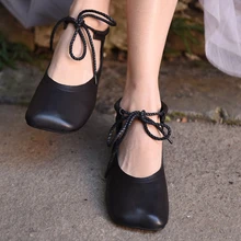 Artmu/Модная женская обувь с квадратным носком и ремешком на щиколотке; удобная обувь ручной работы из натуральной кожи; sapatos feminino mujer cuero; Новинка