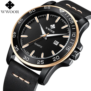 

New WWOOR Watch Men Waterproof Date Quartz Clock Men Watches Top Brand Luxury Leather Strap Army Military Male Sport Wrist Watch