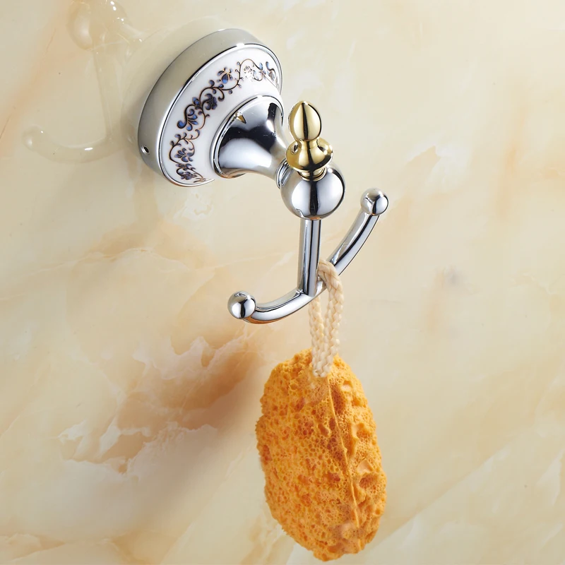 Luxury Gold/ Silver Robe Hooks Chrome Clothes Hook Ceramic ...