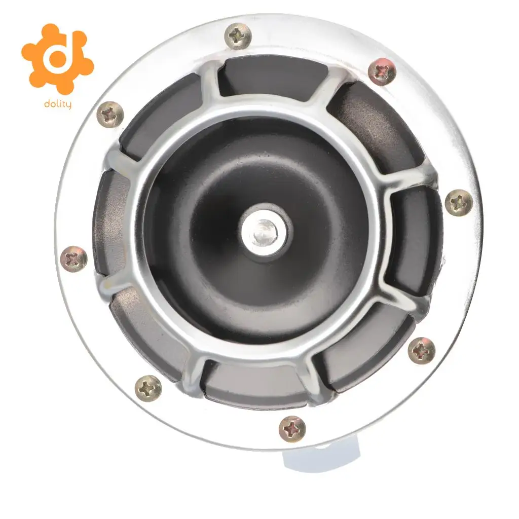 dolity 2 Pieces 12V Auto High Bass Basin Type Loudspeaker Signal Alarm  silver