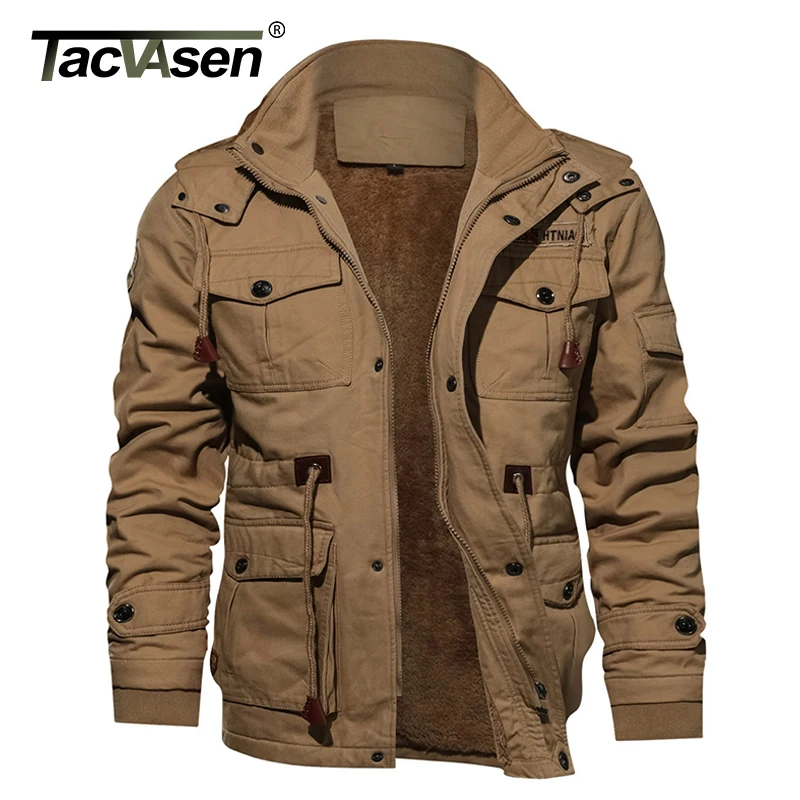 TACVASEN Military Men Jacket Winter Thick Casual Jacket Coat Fleece ...