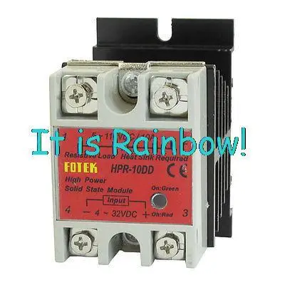

Free Shipping Single Phase Solid State Relay HPR-10DD 10A 4-32V 5-110V DC w Heat Sink