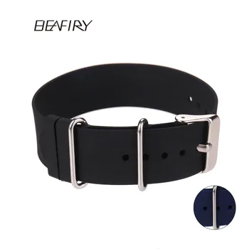 

BEAFIRY Silicone Nato Zulu Watch Band Straps Black Blue 18mm 20mm 22mm