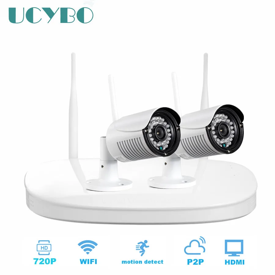 4CH NVR wireless ip camera security system 720P HD wifi network outdoor IR cctv video surveillance 2pc ip camera system kit