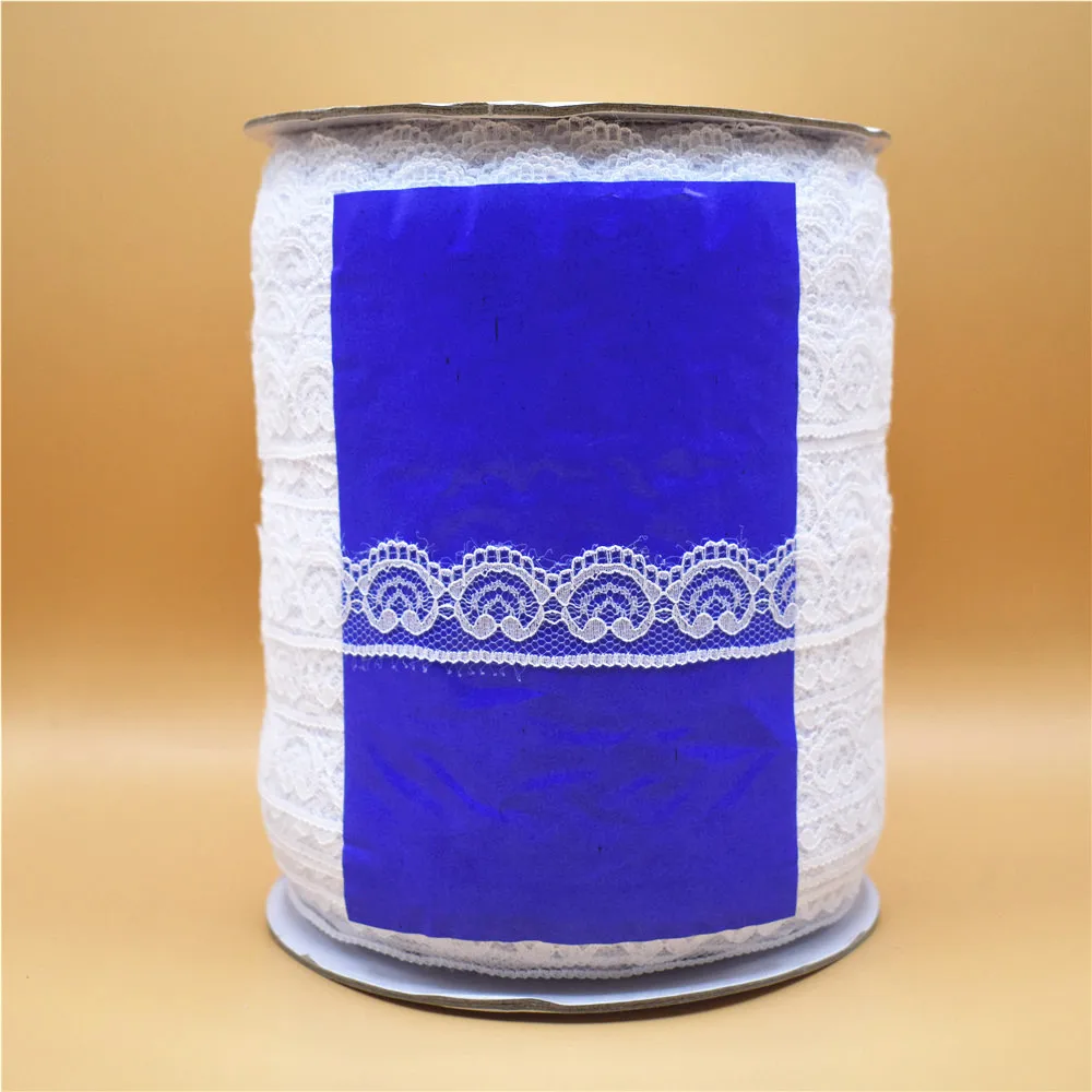 

Wholesale 400 Yards/Roll White Lace Ribbon 22mm Wide Trim Embroidered Sewing Accessories Decoration African Lace Fabric Supplies