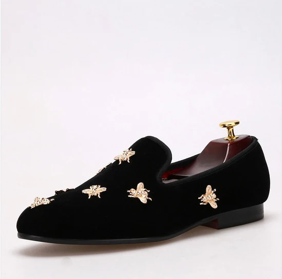 Бархат Бабочка пряжки Мужская обувь свадебный банкет Для мужчин повседневная Обувь Zapatos Hombre - Цвет: Черный