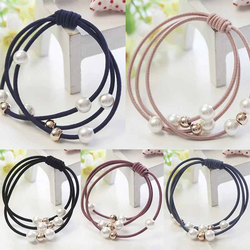 

1/5PCS New Hair Accessories Polyester Double Wear Gift Fashion Hair Ring Elastic Band Korean Version Women Hair Bande