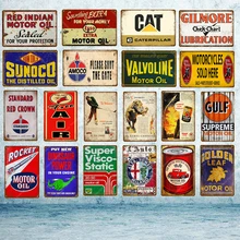 Стандартная Красная корона Amoco Valvoline Моторное Масло металлическая жестяная вывеска Texaco Gilmore кошка плакат гаражный Декор винтажная металлическая живопись