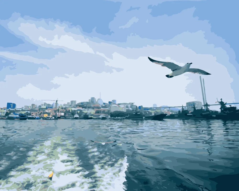 

MaHuaf-i137 DIY painting by numbers art canvas painting for living room wall frameless 40x50cm landscape of Vladivostok city