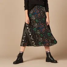 Плиссированная длинная юбка с цветочным принтом- весна-лето новая женская Стильная юбка